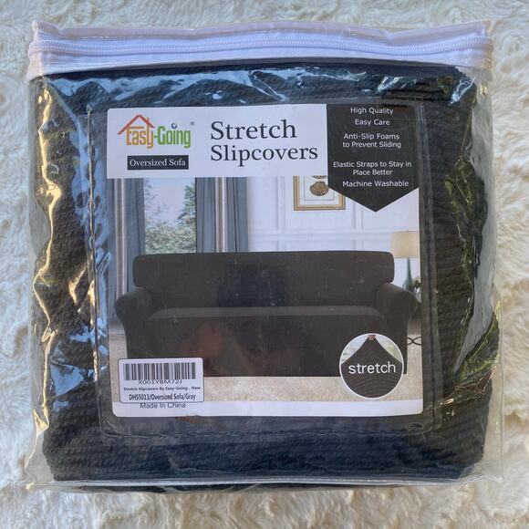 Easy-Going Stretch Oversized Sofa Slipcover 1-Piece Gray Furniture Protector - Picture 2 of 7